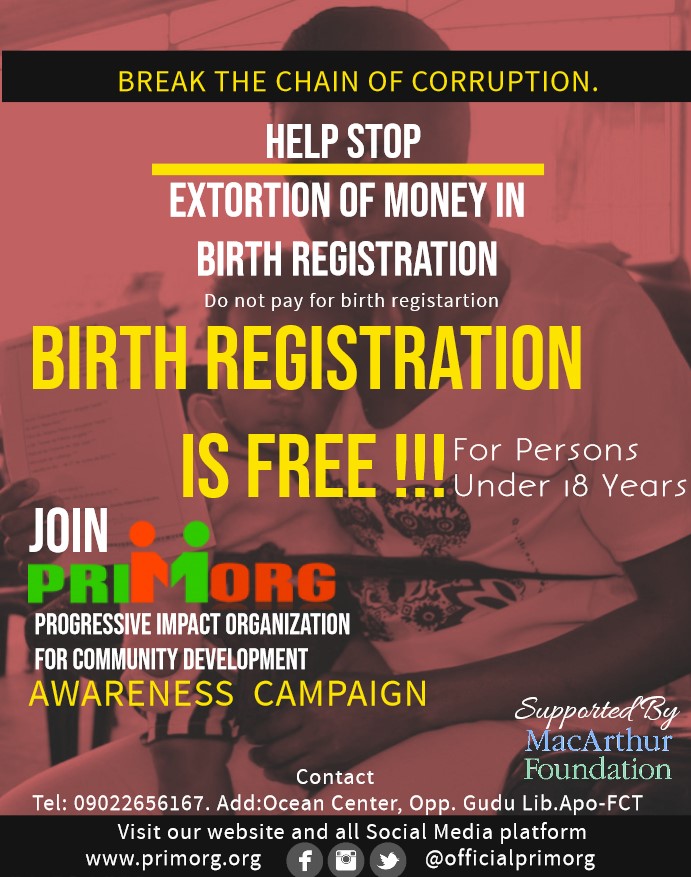 BIRTH REGISTRATION IS FREE