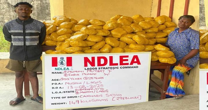 NDLEA Arrests 52-Year-Old Lagos Mother, Son For ‘Distributing’ 298 Blocks Of Cannabis